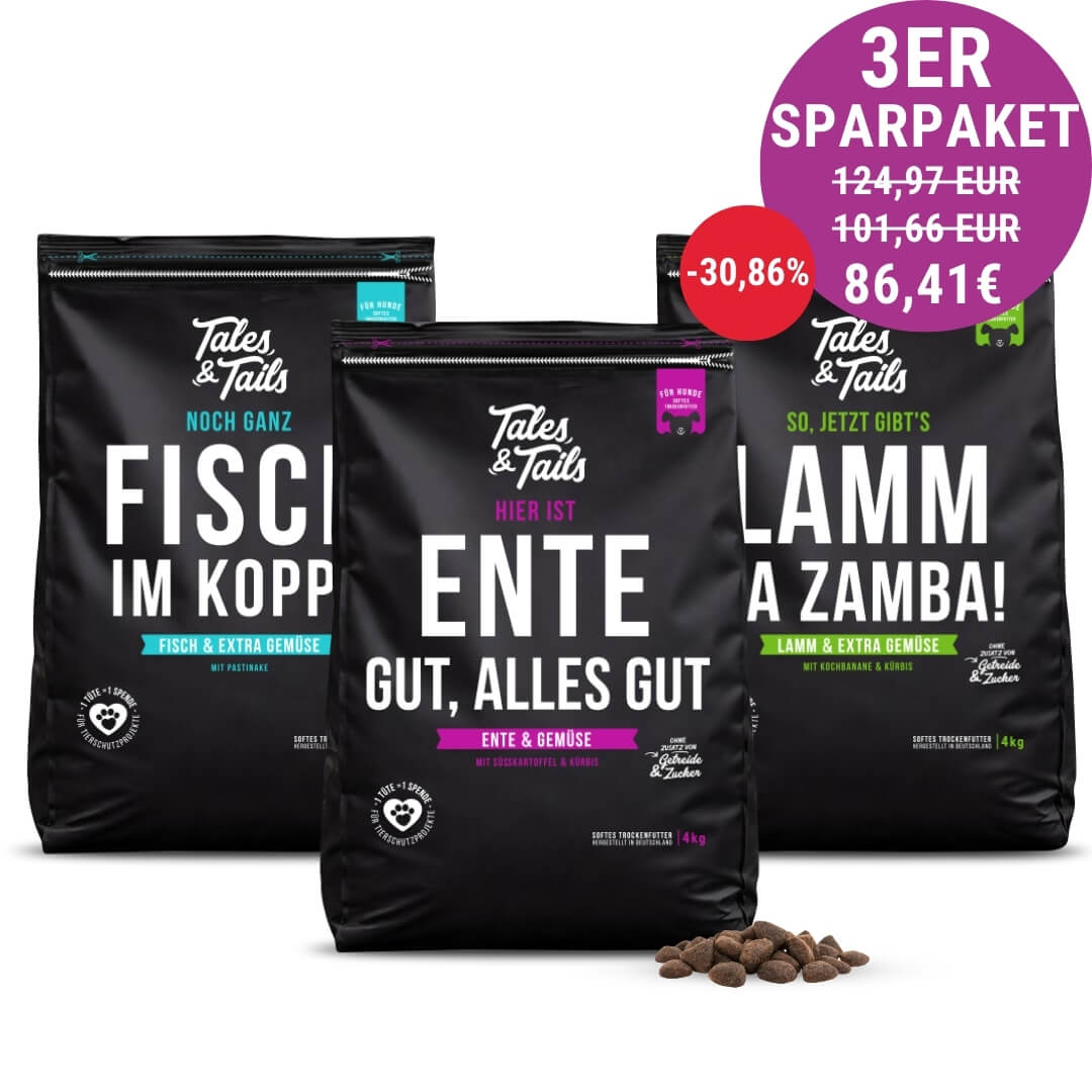 geschichtetes trockenfutter Dreier Paket Trockenfutter 4kg – Tales & Tails