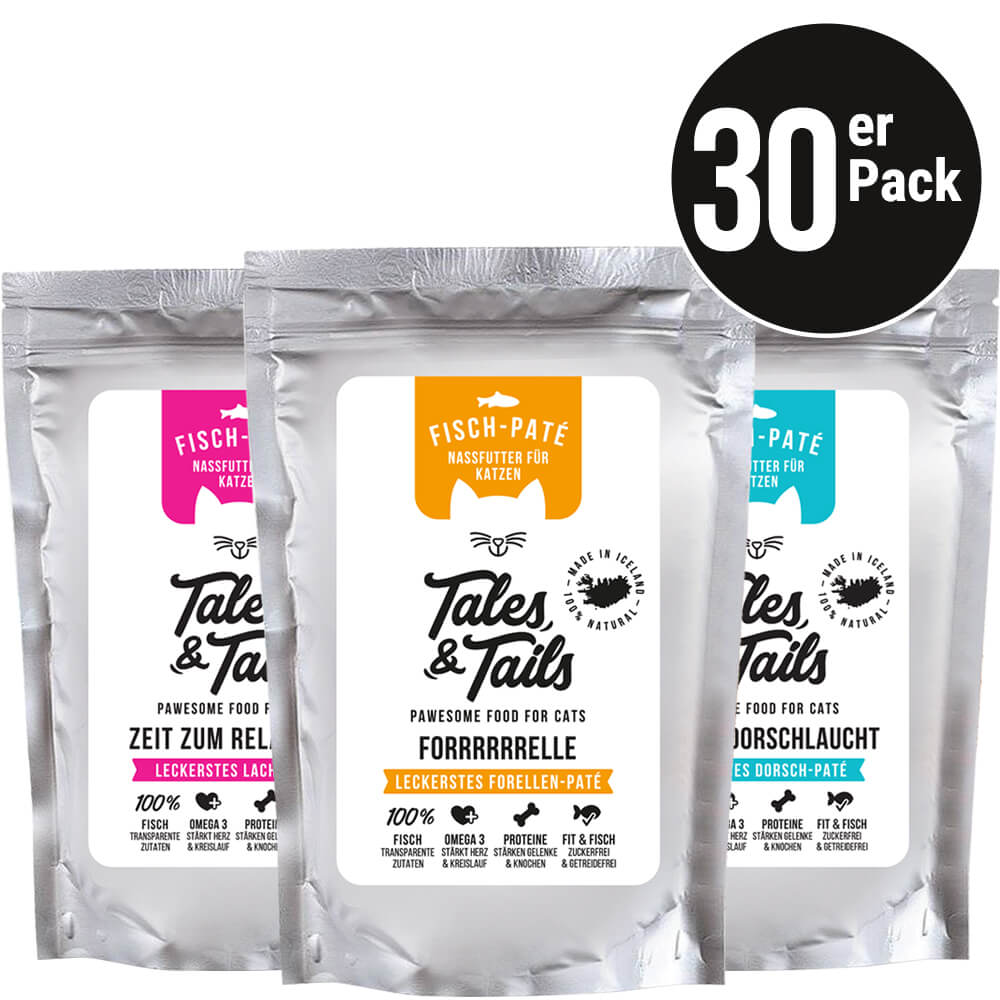 30er Paket Nassfutter Lachs, Dorsch und Forelle für Katzen