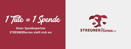 Mit jeder verkauften Tüte Hundefutter geht eine Spende an Tierschutzprojekte