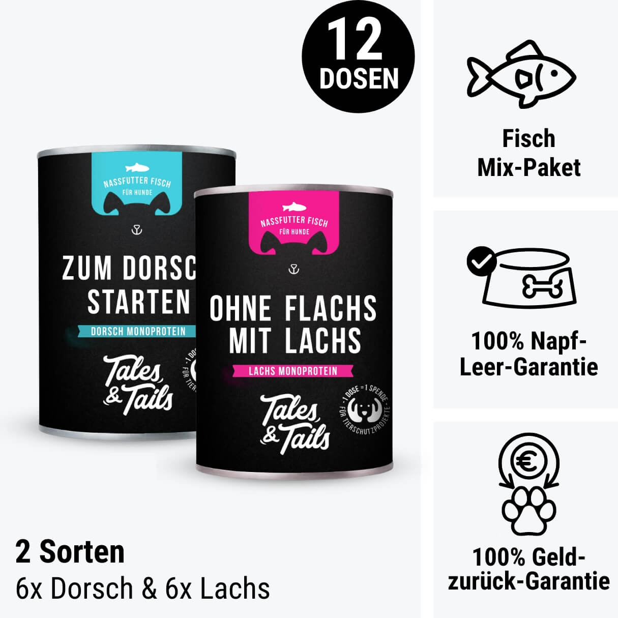 Tales & Tails - Getreidefreies Hundefutter, 100% Fisch, 100% Fleischanteil